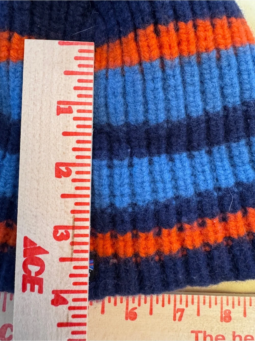 Patagonia Kids Ribbed Beanie - Navy, Bright Blue & Orange Stripes